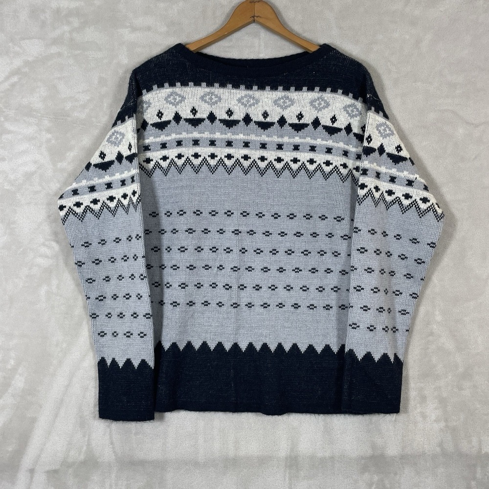 Vintage 60s Campus Esprit Sweater Womens XL Mens Medium Argyle Knit Cape Ilse